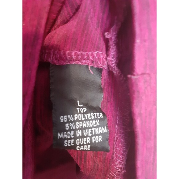 AB Studio Blouse Top Large L Bead V-Neck Short Sleeve Raspberry Red Knit Stretch - Picture 5 of 8